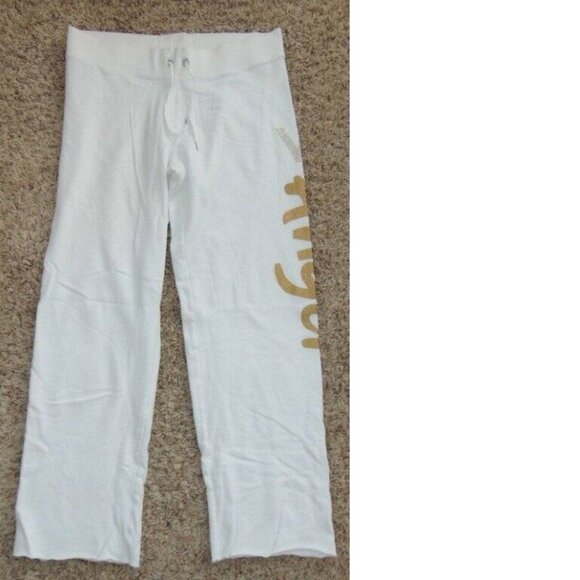 Womens Victorias Secret Supermodel Pants Medium White Pull On Sequin Sweatpants - Picture 1 of 5